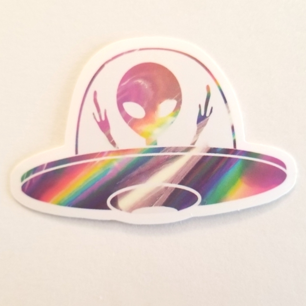 10/$10 Alien In UFO Sticker - Picture 1 of 1